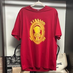 Versace Red and Gold Medusa T-Shirt